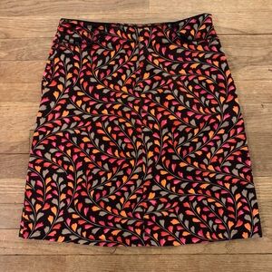 Talbots black orange tan knee length pencil skirt size 6P
 b17